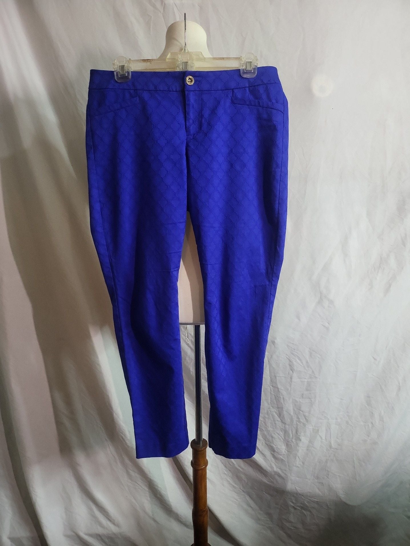 Lilly Pulitzer Kelly Skinny Ankle Pants in Royal Blue Quatrefoil Jacquard 2