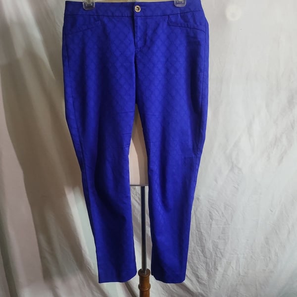 Lilly Pulitzer Kelly Skinny Ankle Pants in Royal Blue Quatrefoil Jacquard
