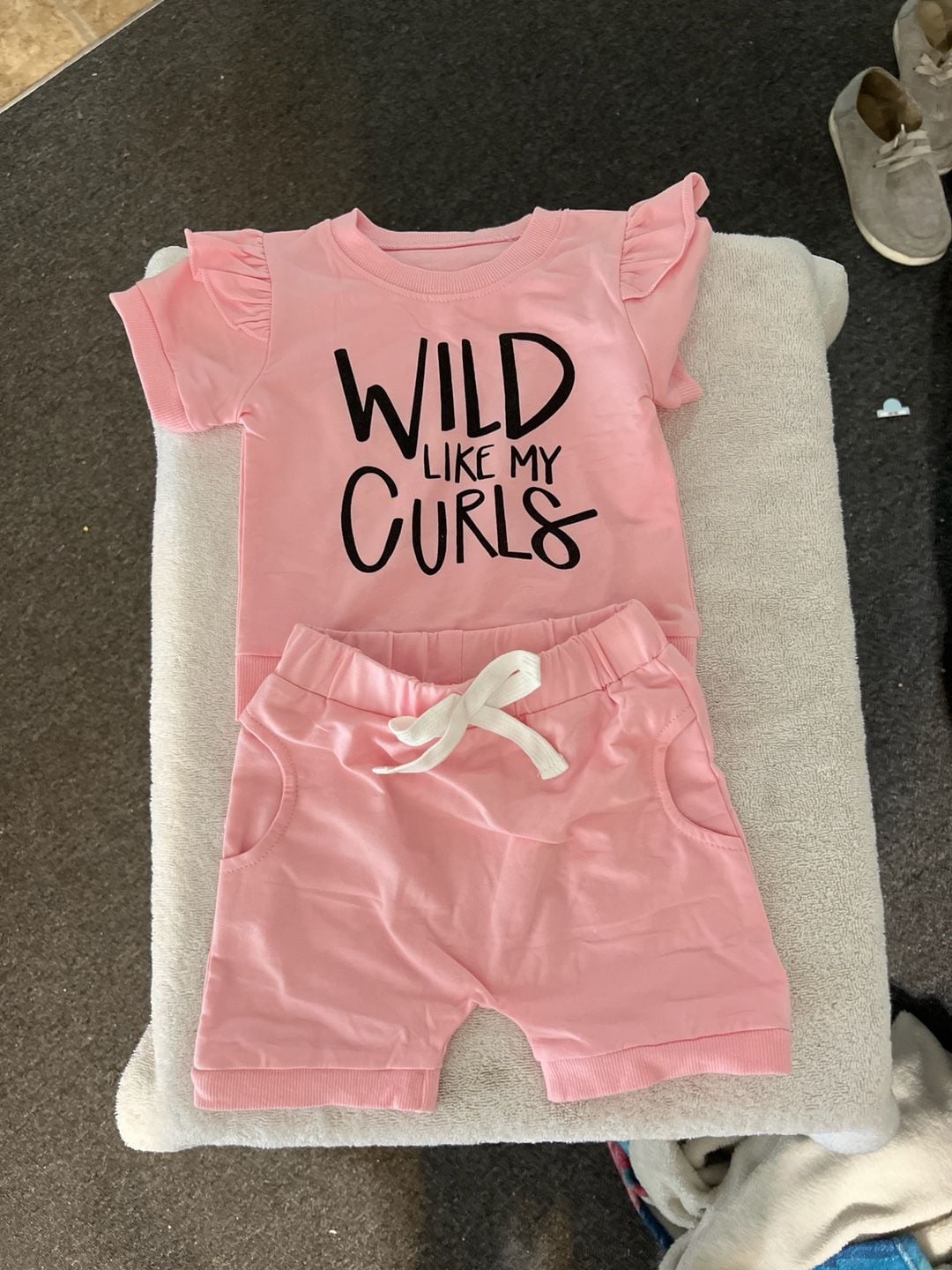 The Juniper Shop Pink Wild Like My Curls 2pc Flutter Sleeve Shorts Set 1