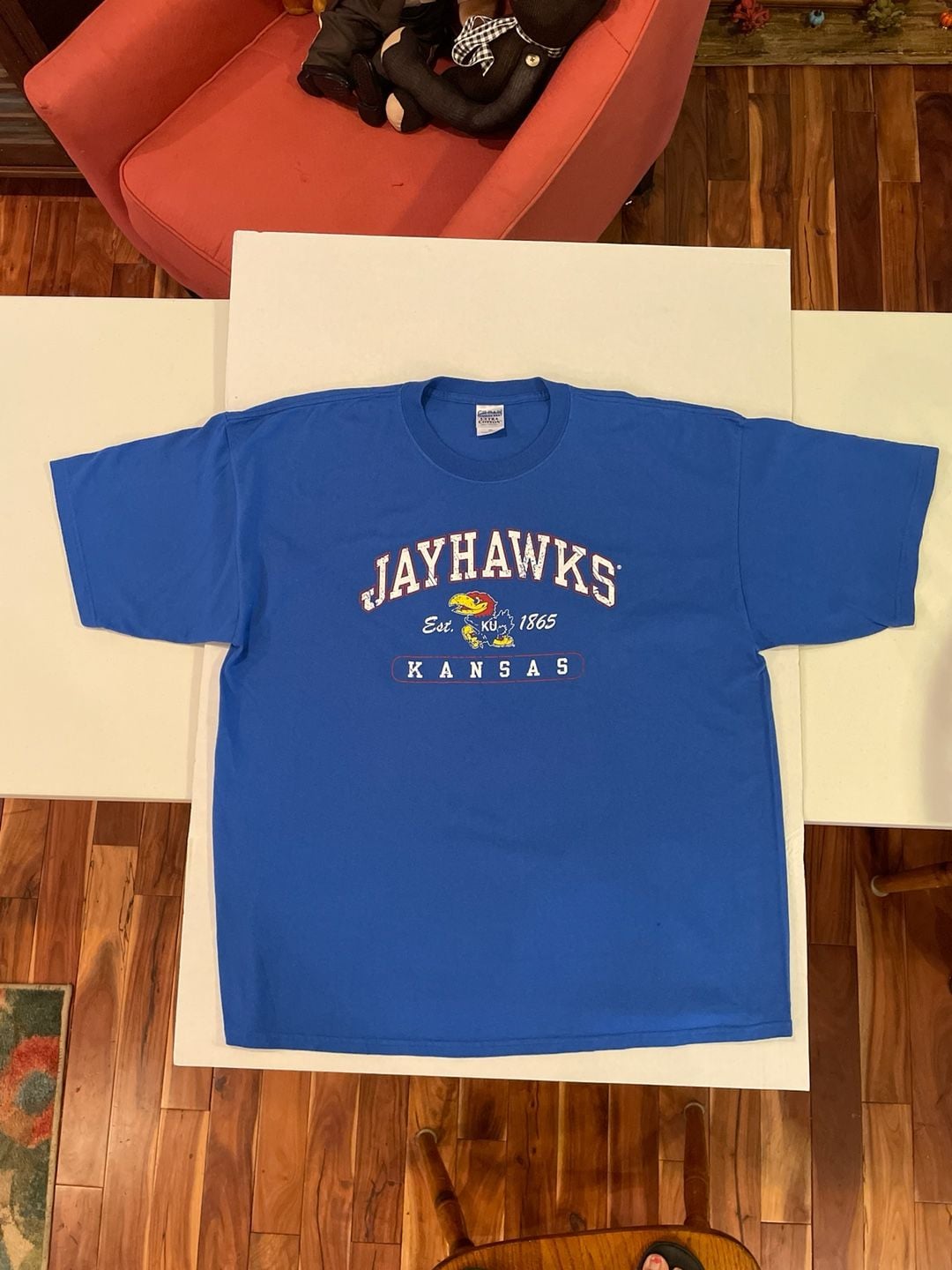 Vintage Kansas Jayhawks University Blue Graphic T-Shirt 2XL 3