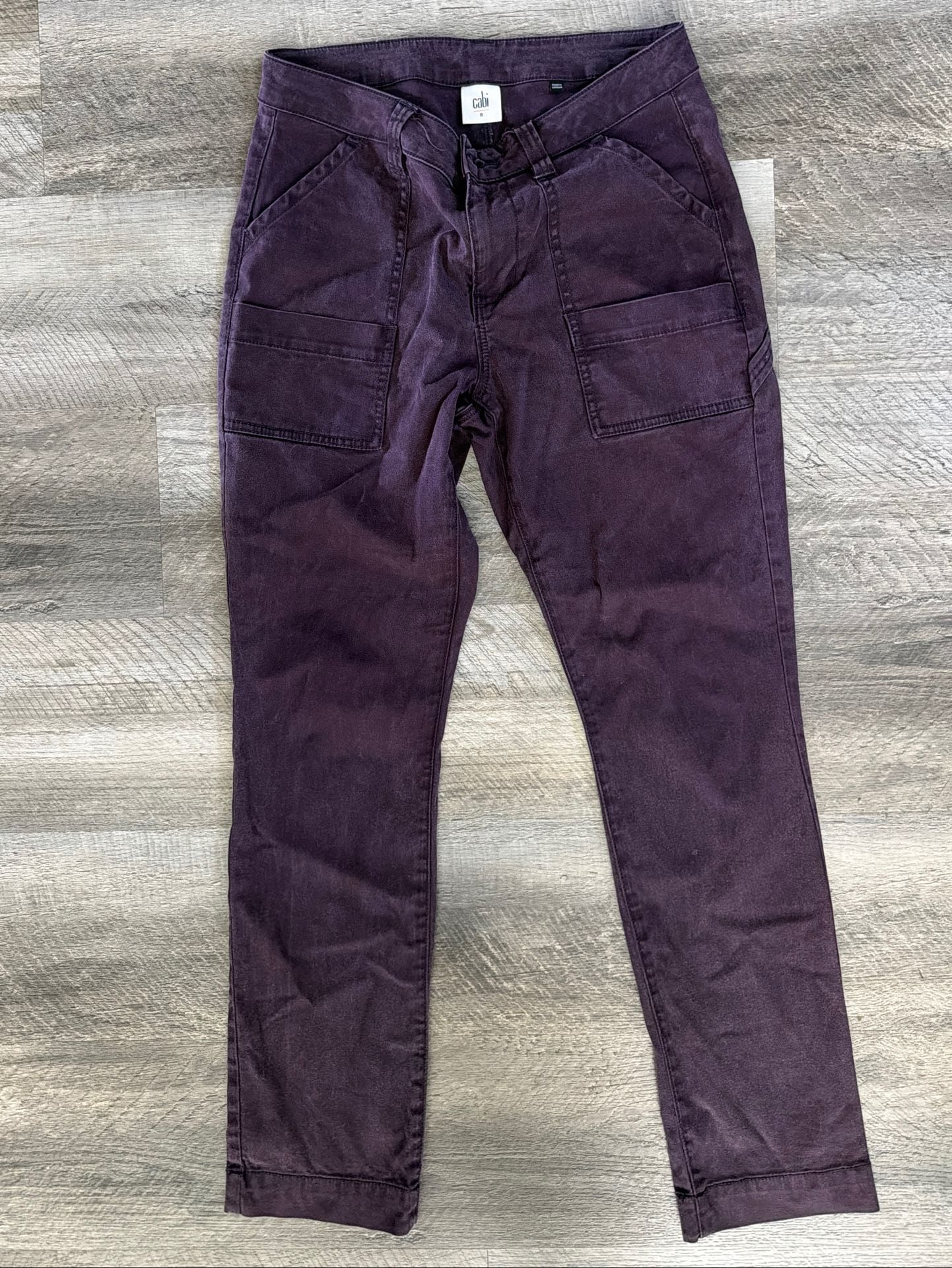 CAbi Women's The Carpenter Cargo Utility Pants in Plum Purple Size 8 3