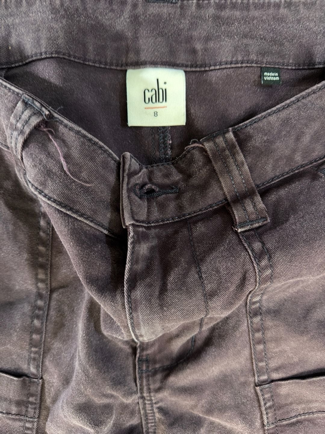 CAbi Women's The Carpenter Cargo Utility Pants in Plum Purple Size 8 4