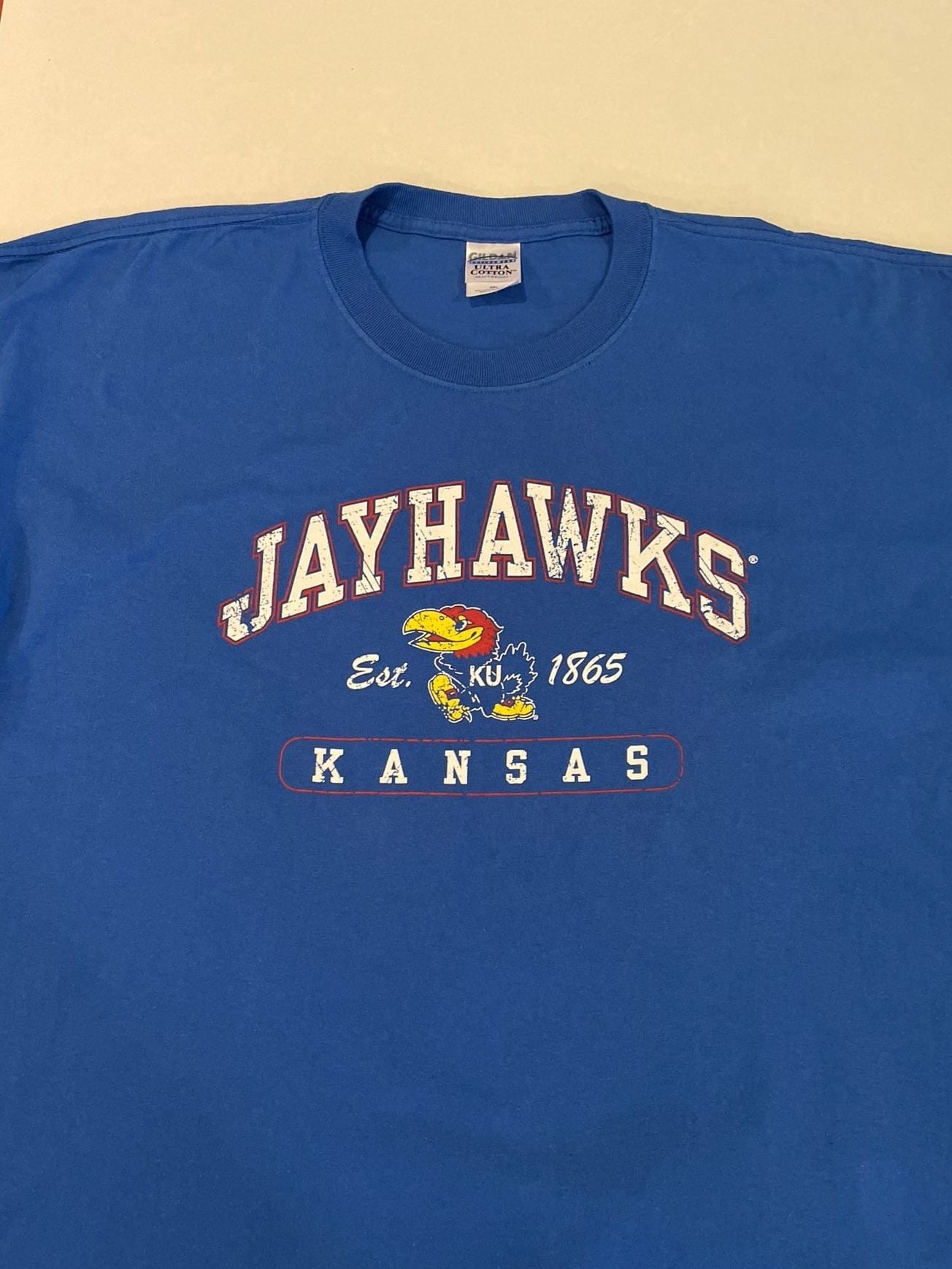 Vintage Kansas Jayhawks University Blue Graphic T-Shirt 2XL 5