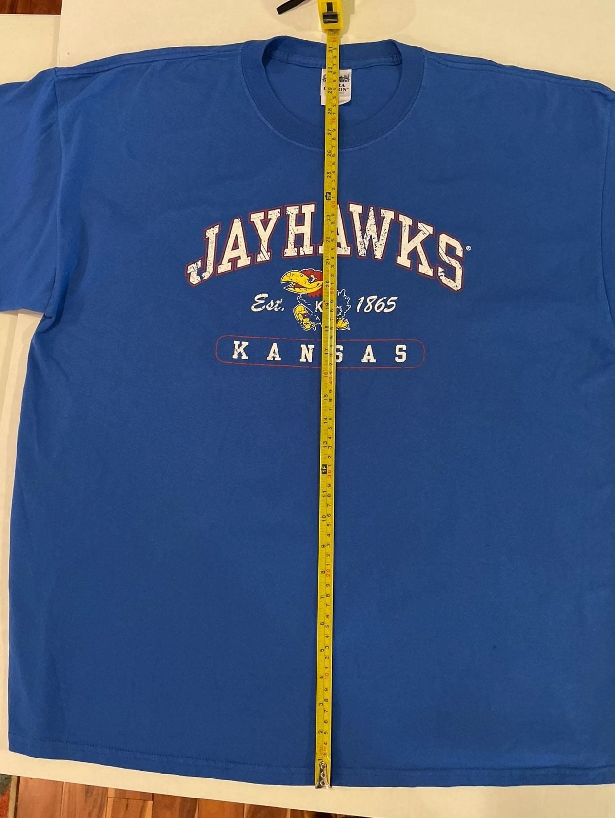 Vintage Kansas Jayhawks University Blue Graphic T-Shirt 2XL 8