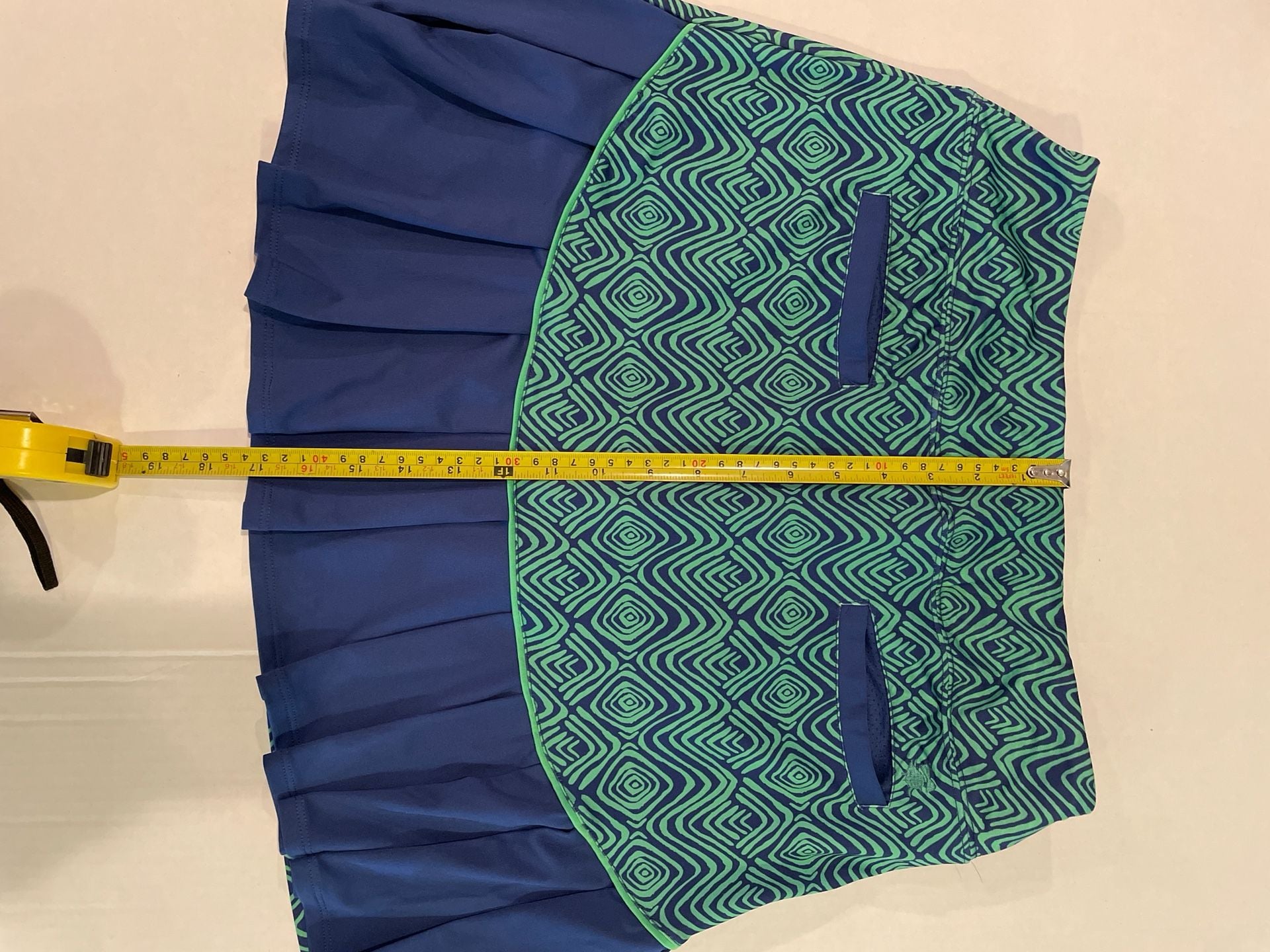 Birdies and Bows Women's Blue and Green Pleated Golf/Tennis Skort Sz MED. 9