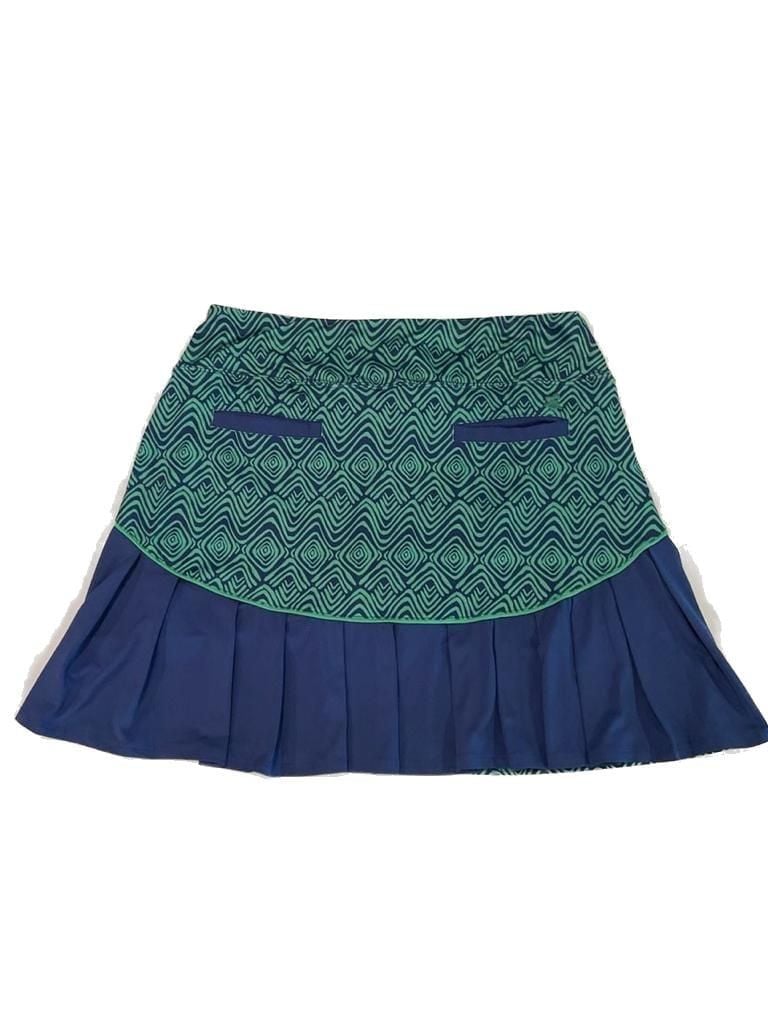 Birdies and Bows Women's Blue and Green Pleated Golf/Tennis Skort Sz MED. 2