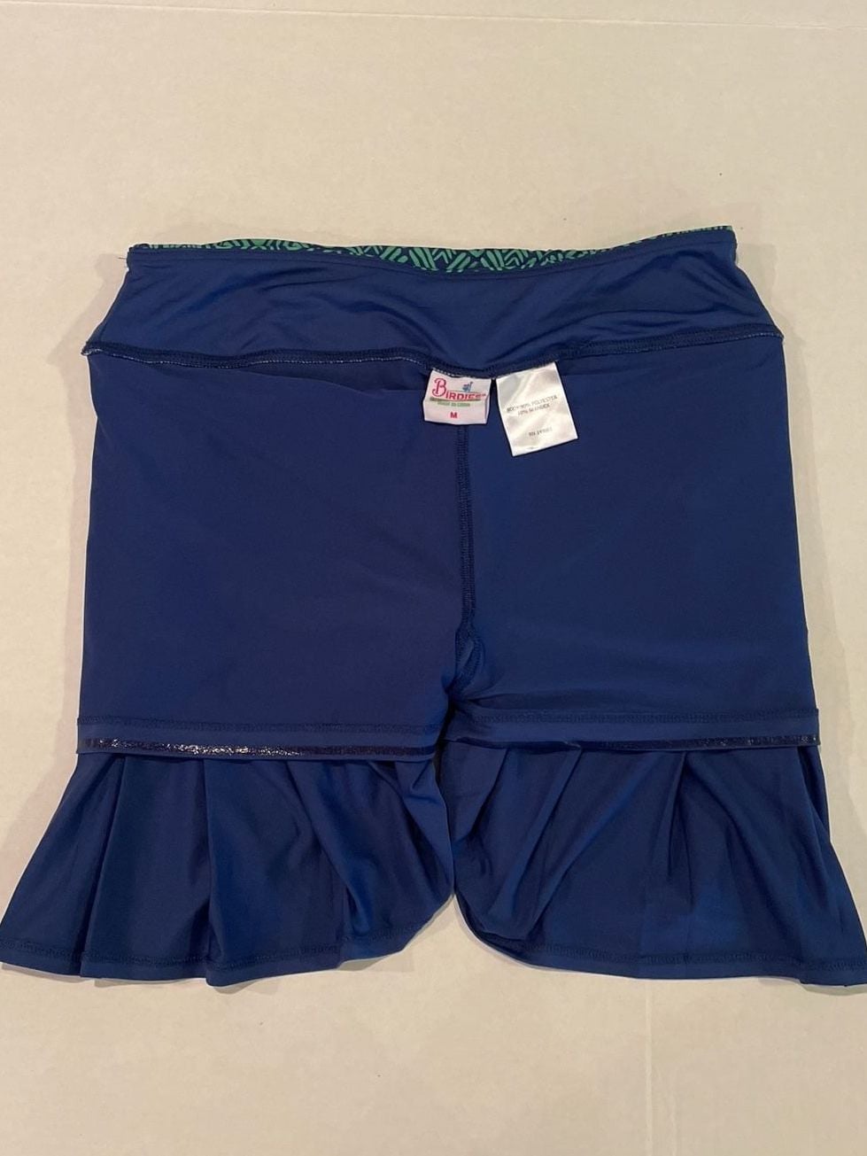 Birdies and Bows Women's Blue and Green Pleated Golf/Tennis Skort Sz MED. 12