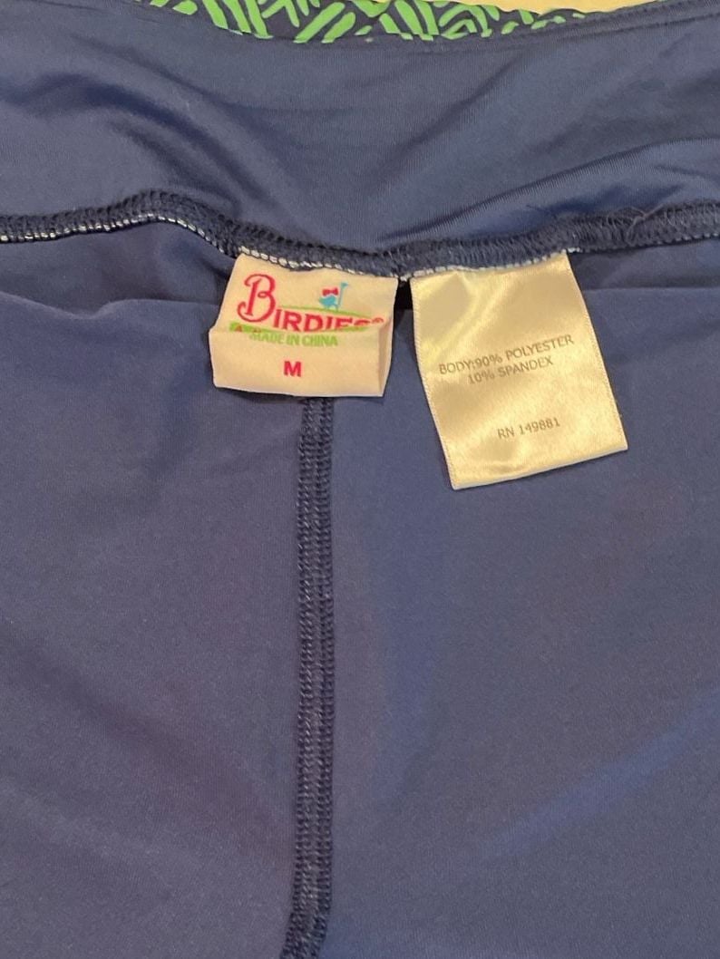 Birdies and Bows Women's Blue and Green Pleated Golf/Tennis Skort Sz MED. 14