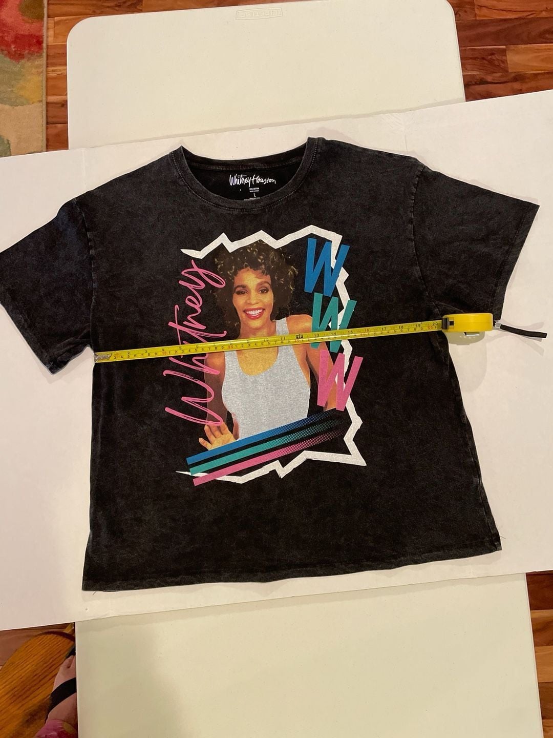 Whitney Houston Vintage-Style Acid Wash Graphic Cropped T-Shirt Size L 3
