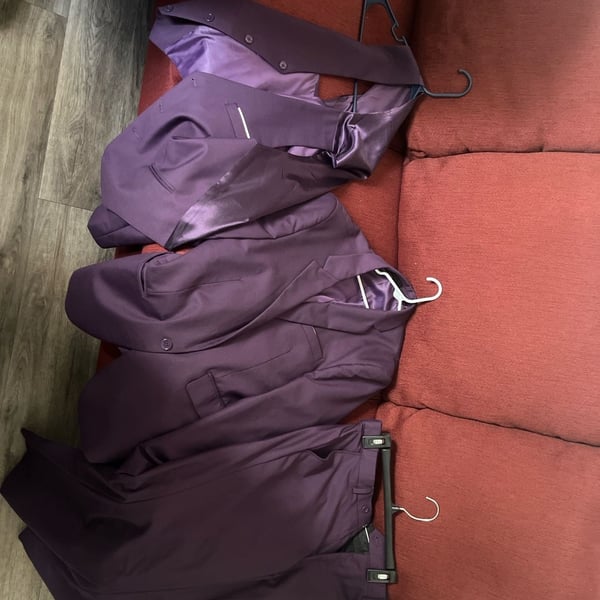 Men's 3-Piece Slim Fit Suit Set in Grape Purple - Jacket, Vest, and Trousers