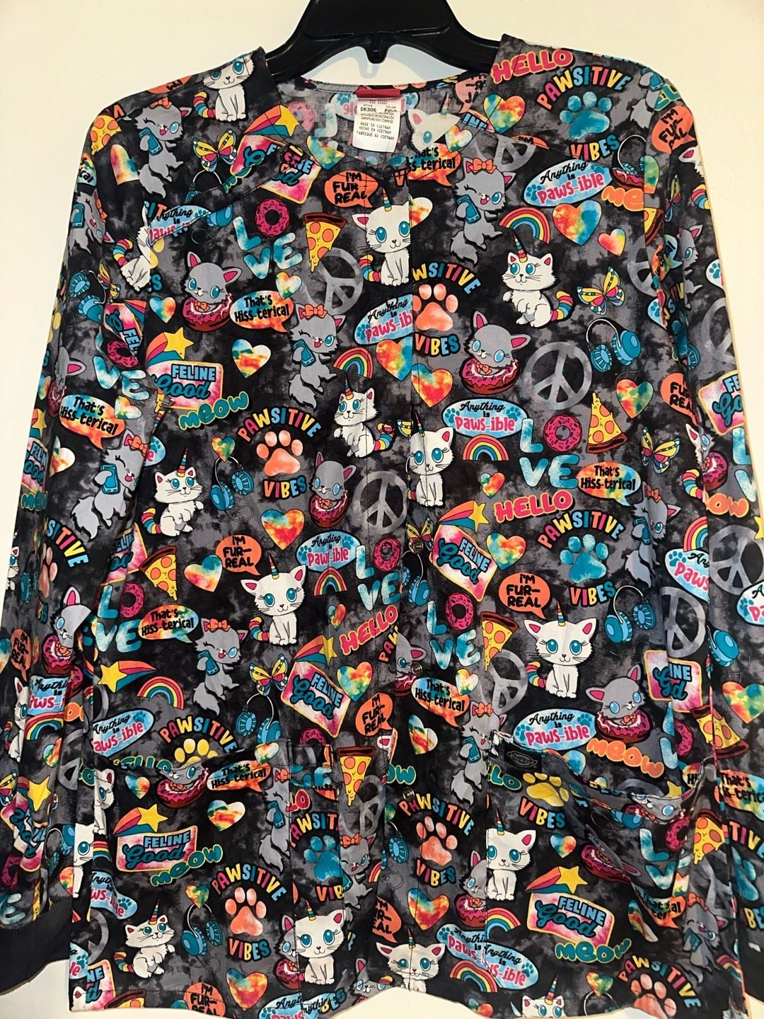 Dickies Women's Pawsitive Vibes Snap Front Warm-Up Scrub Jacket DK306 Medium 2