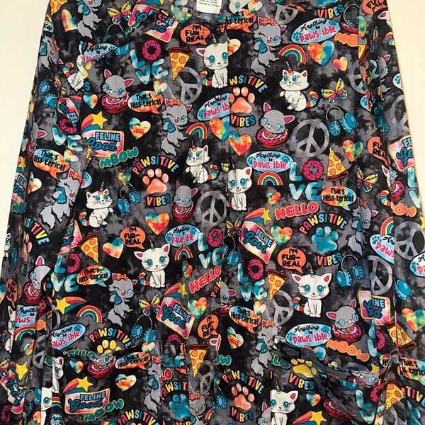 Dickies Women's Pawsitive Vibes Snap Front Warm-Up Scrub Jacket DK306 Medium
