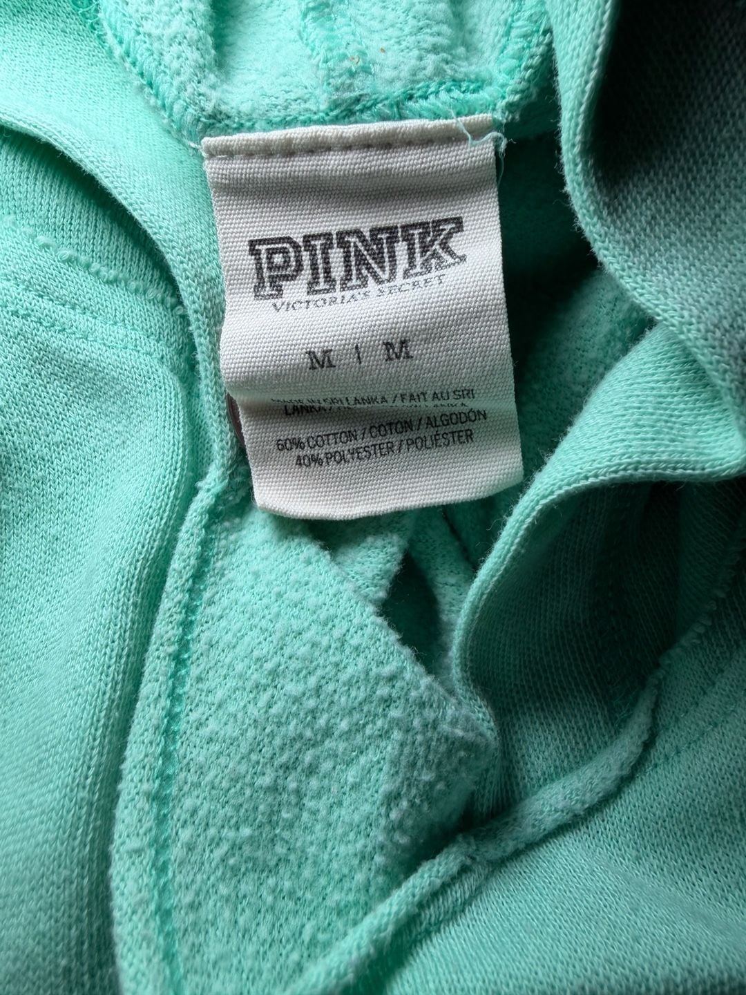 Victoria’s Secret PINK Mint Green Hoodie Women’s Size M Logo Pullover 9