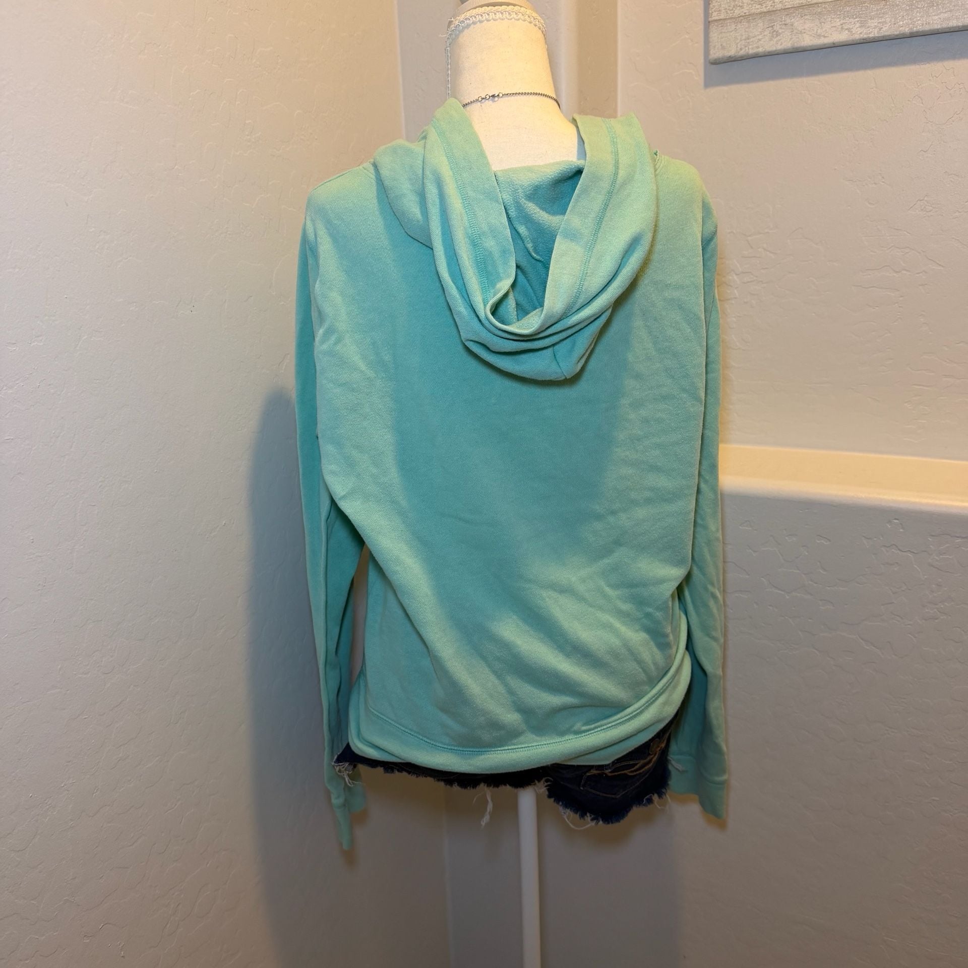 Victoria’s Secret PINK Mint Green Hoodie Women’s Size M Logo Pullover 8