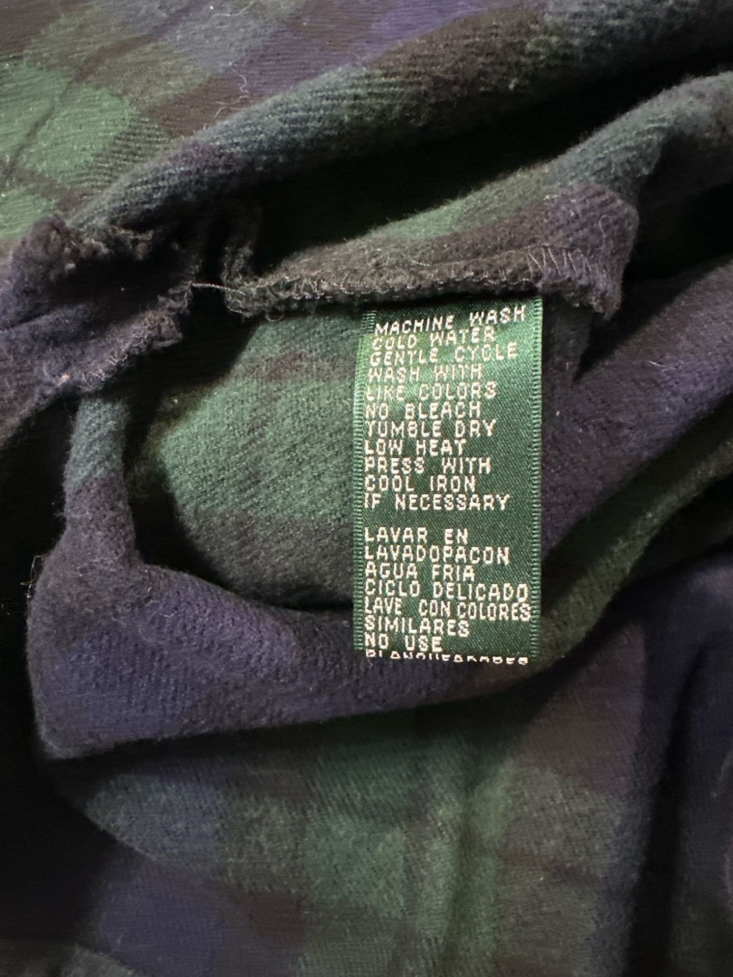 Ralph Lauren Blue and Green Blackwatch Tartan Plaid Full Zip Flannel Shirt Jacket Women's M 7