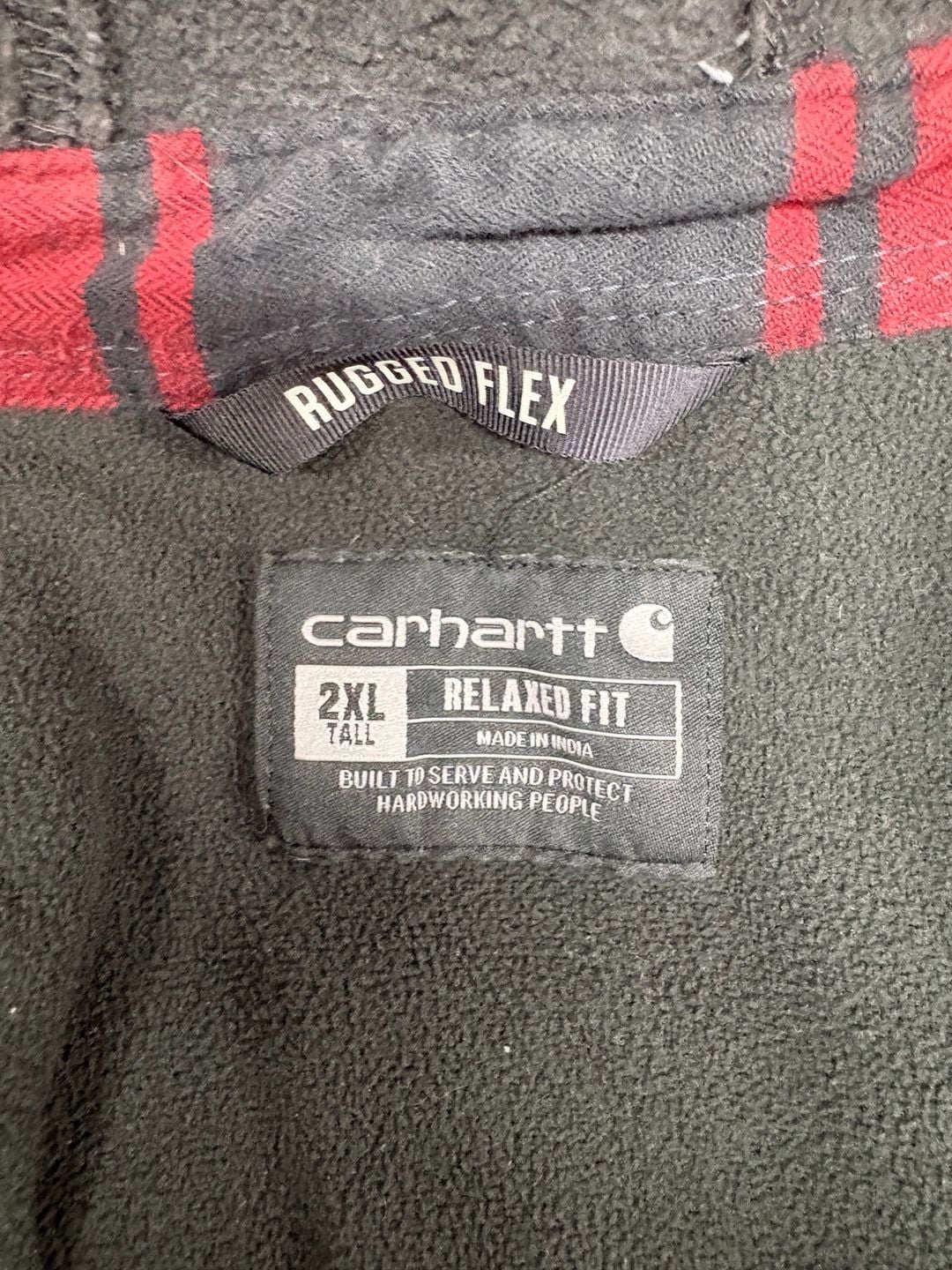 Carhartt Rugged Flex Relaxed Fit Flannel Fleece Lined Hooded Shirt 2xl 3