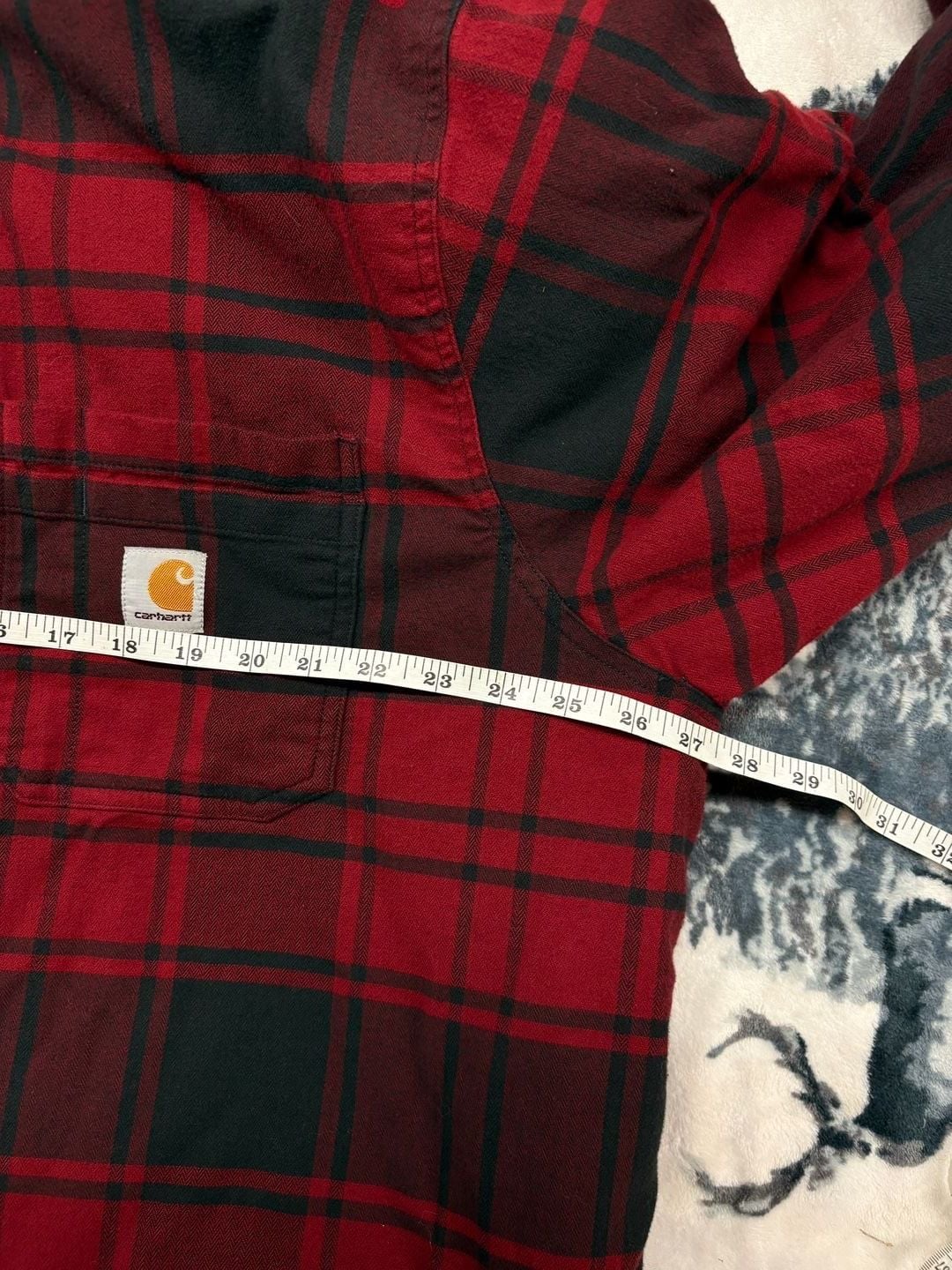 Carhartt Rugged Flex Relaxed Fit Flannel Fleece Lined Hooded Shirt 2xl 8