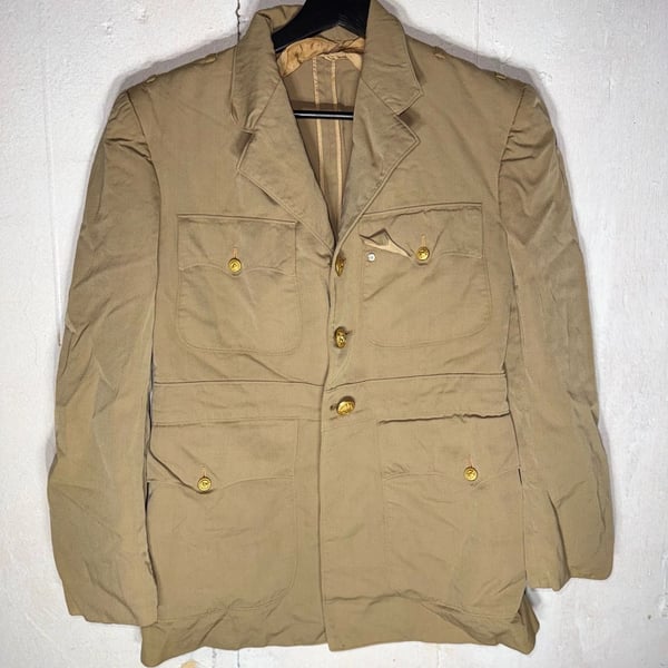 Vintage WWII US Navy Officer Khaki Khaki Dress Uniform Jacket by Max Oberhard