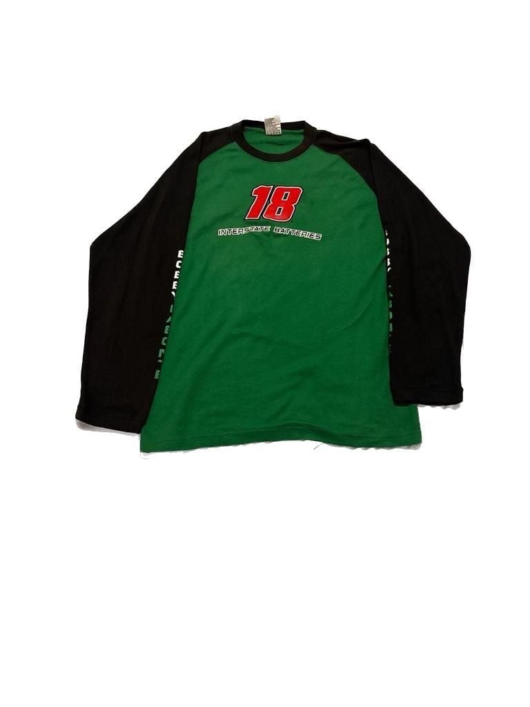 Vintage Bobby Labonte #18 Interstate Batteries NASCAR Raglan Long Sleeve Shirt-L 2