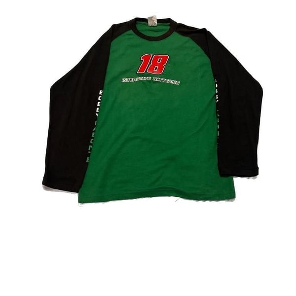 Vintage Bobby Labonte #18 Interstate Batteries NASCAR Raglan Long Sleeve Shirt-L