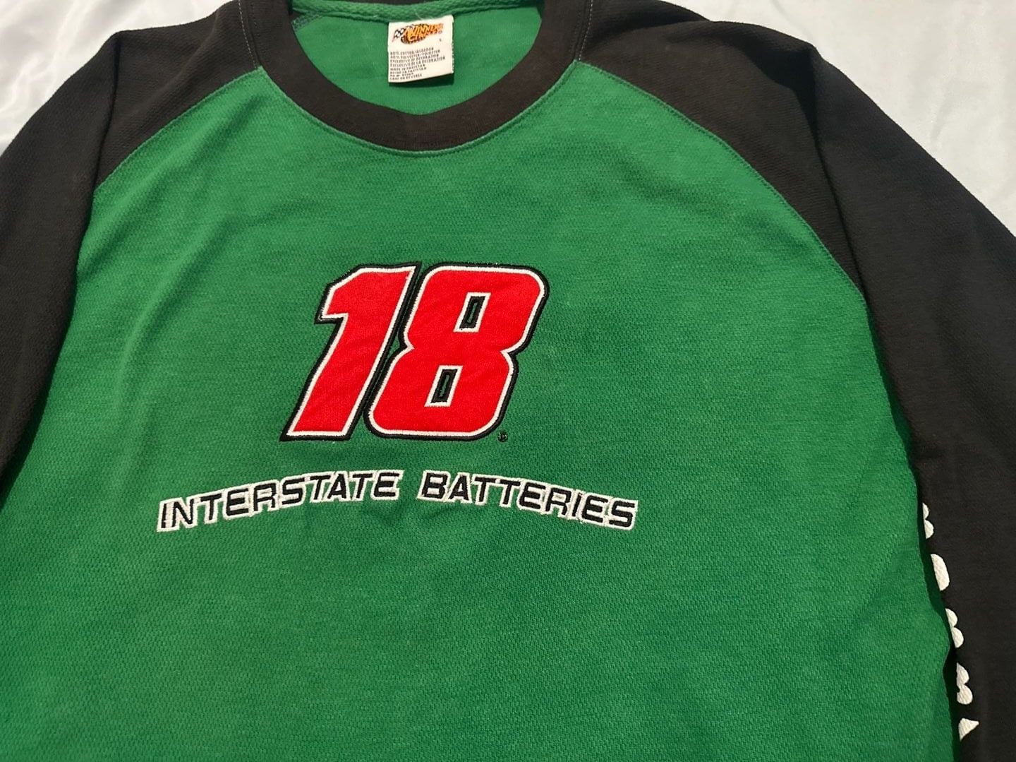 Vintage Bobby Labonte #18 Interstate Batteries NASCAR Raglan Long Sleeve Shirt-L 4