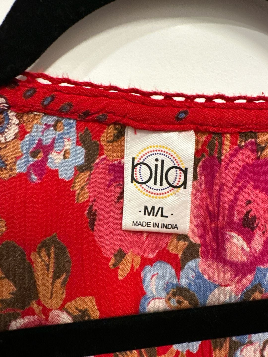 Bila Red Floral Boho Open Front Kimono Cardigan Size M/L 3