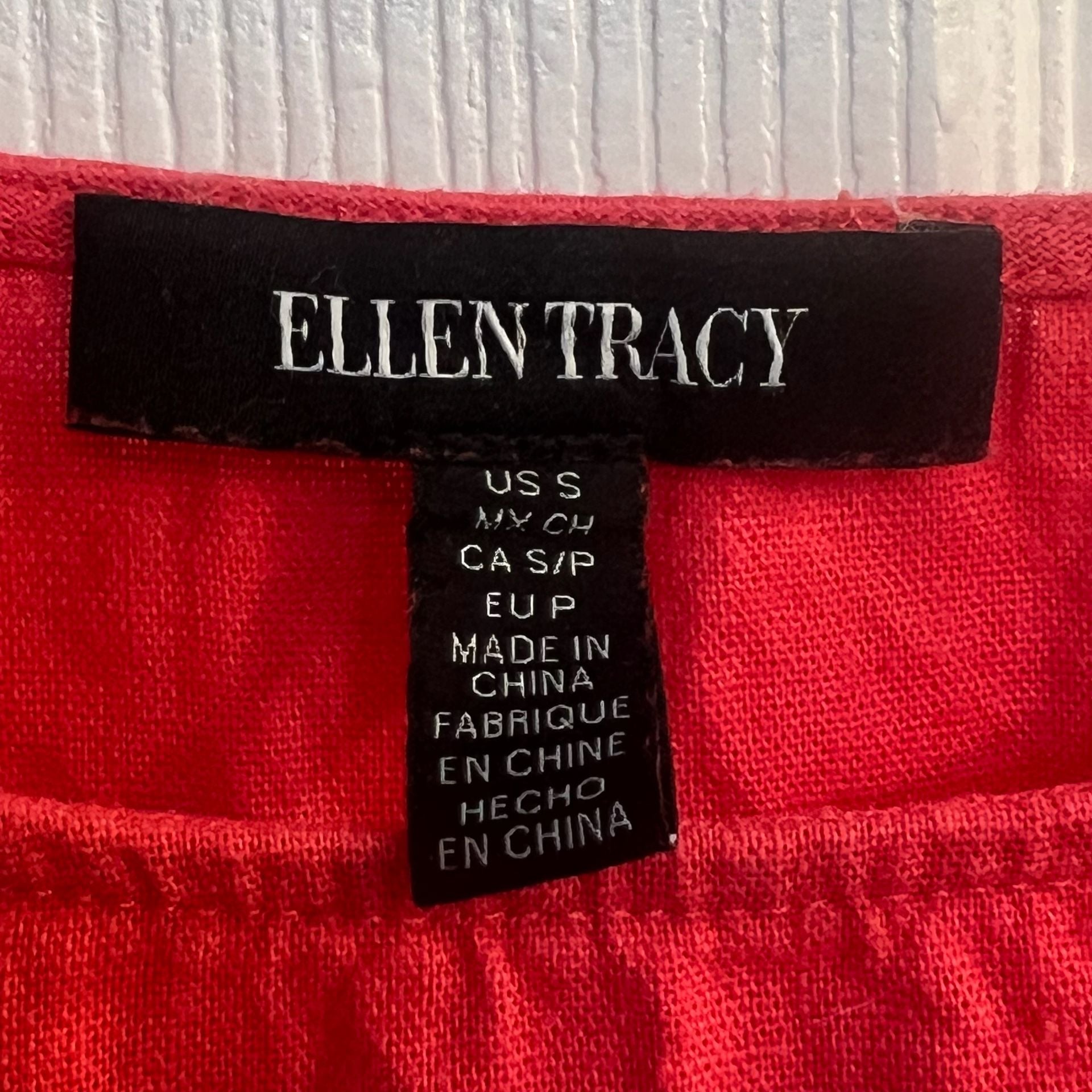 Ellen Tracy Red Linen Blend Dolman Flutter Sleeve Grommet Top Size S Spring 3