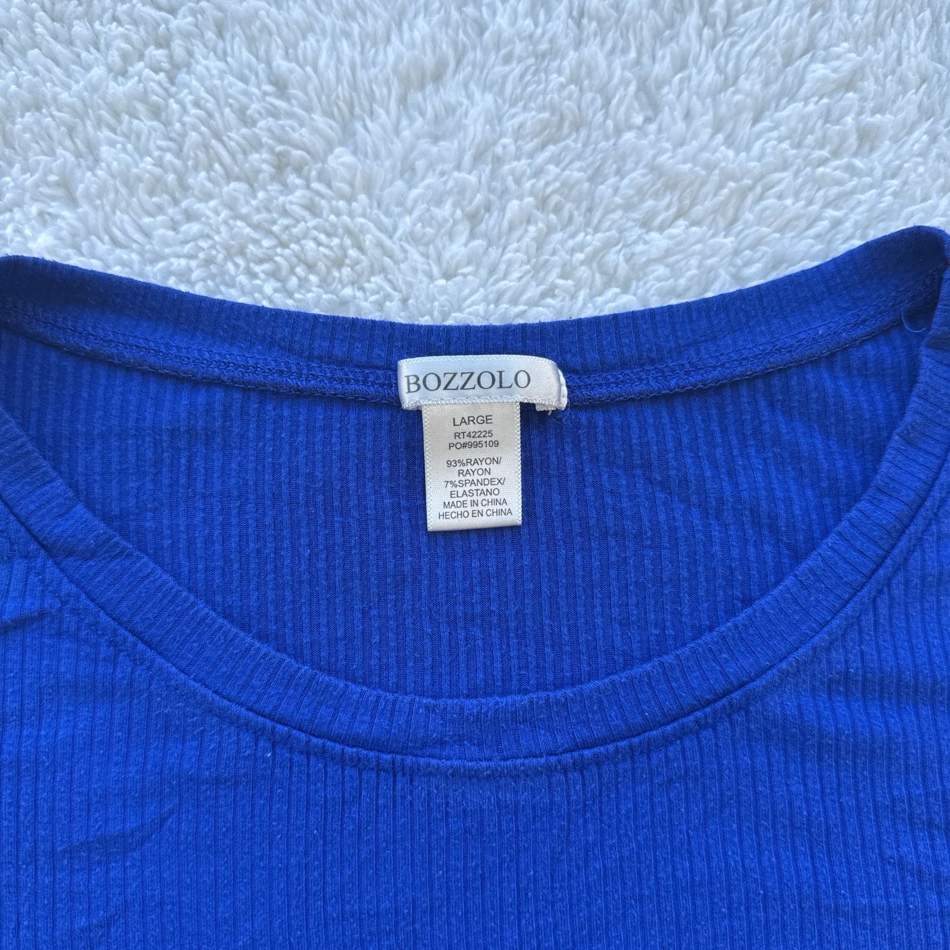 Bozzolo Women's Royal Blue Ribbed Short Sleeve Crop Top 4