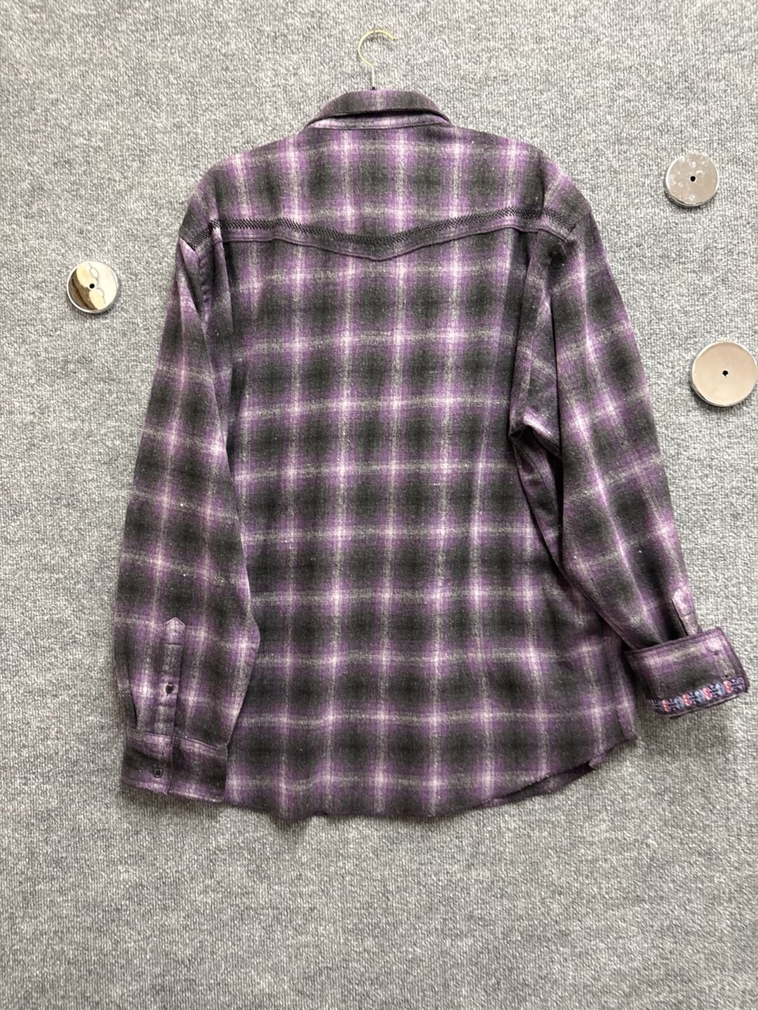 International Laundry Purple and Black Shadow Plaid Western Flannel Shirt 3XL 4