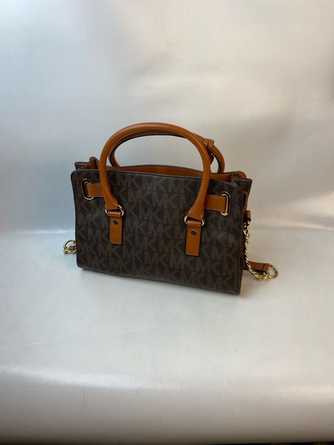 Michael Kors Hamilton East West Satchel in Brown Monogram PVC with Leather Trim 3