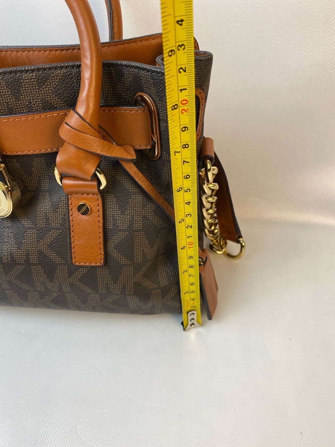 Michael Kors Hamilton East West Satchel in Brown Monogram PVC with Leather Trim 10