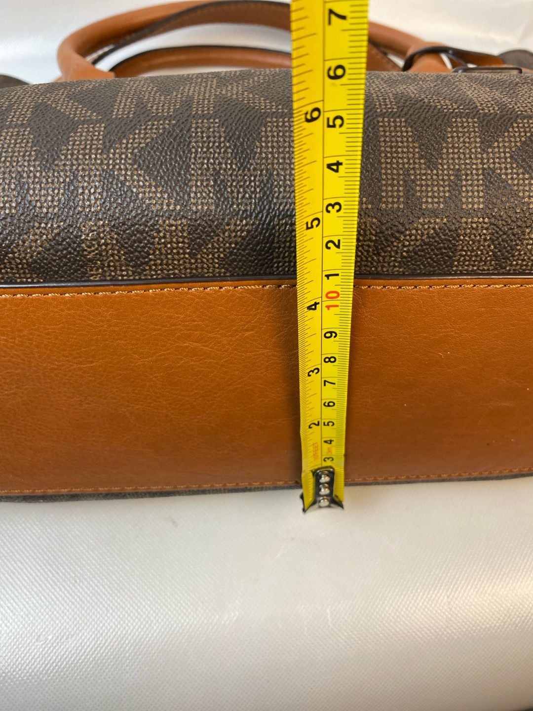 Michael Kors Hamilton East West Satchel in Brown Monogram PVC with Leather Trim 11