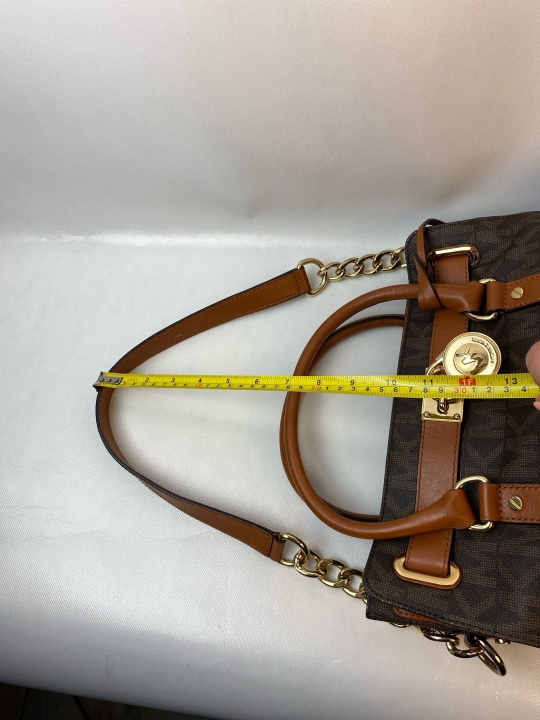 Michael Kors Hamilton East West Satchel in Brown Monogram PVC with Leather Trim 12