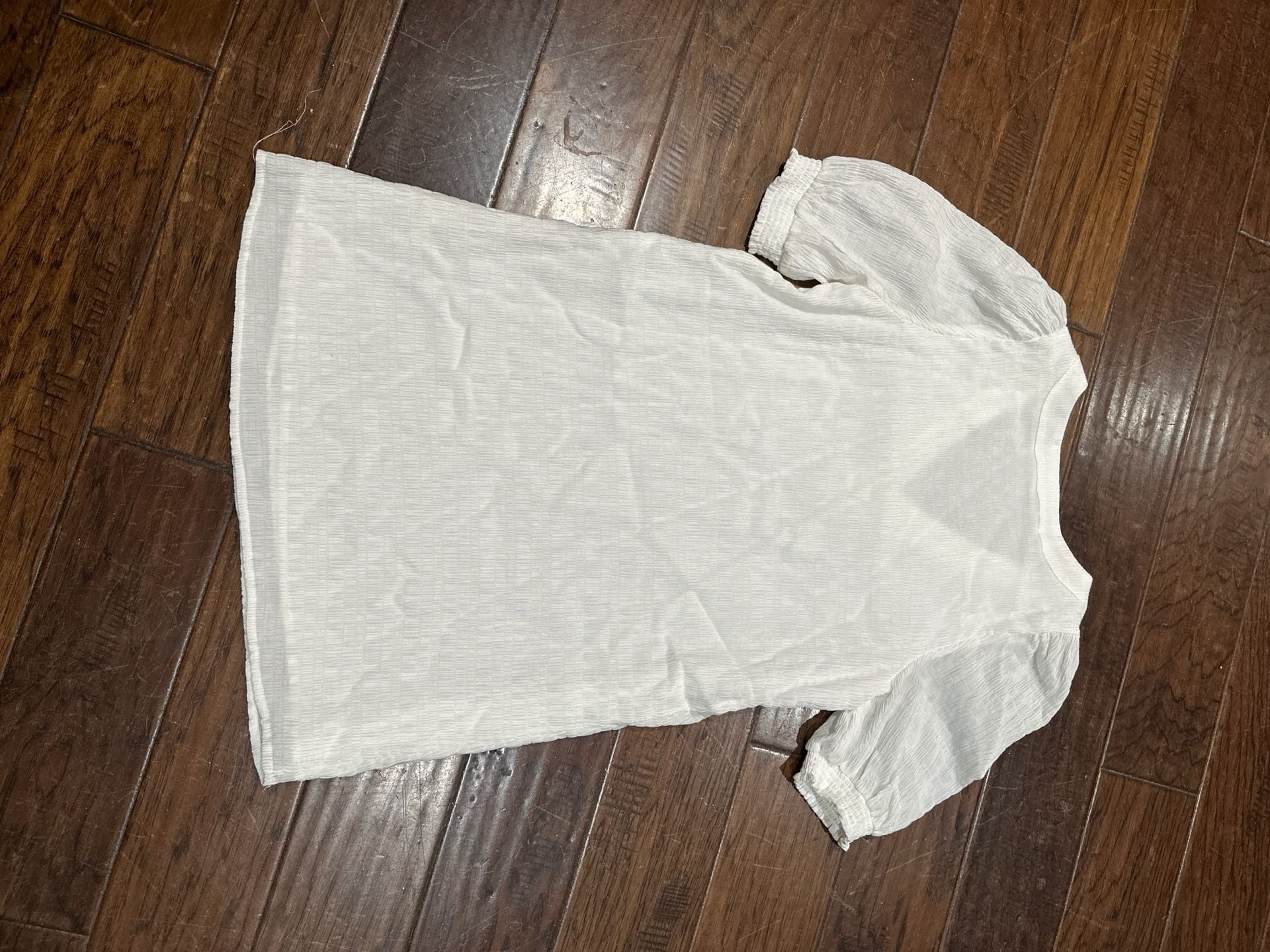 BB Dakota by Steve Madden Fields of Gold White Textured V-Neck Puff Sleeve 7