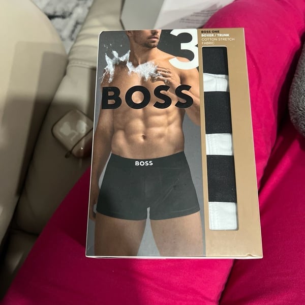 BOSS ONE 3-Pack Men's Cotton Stretch Boxer Trunks - Black/White