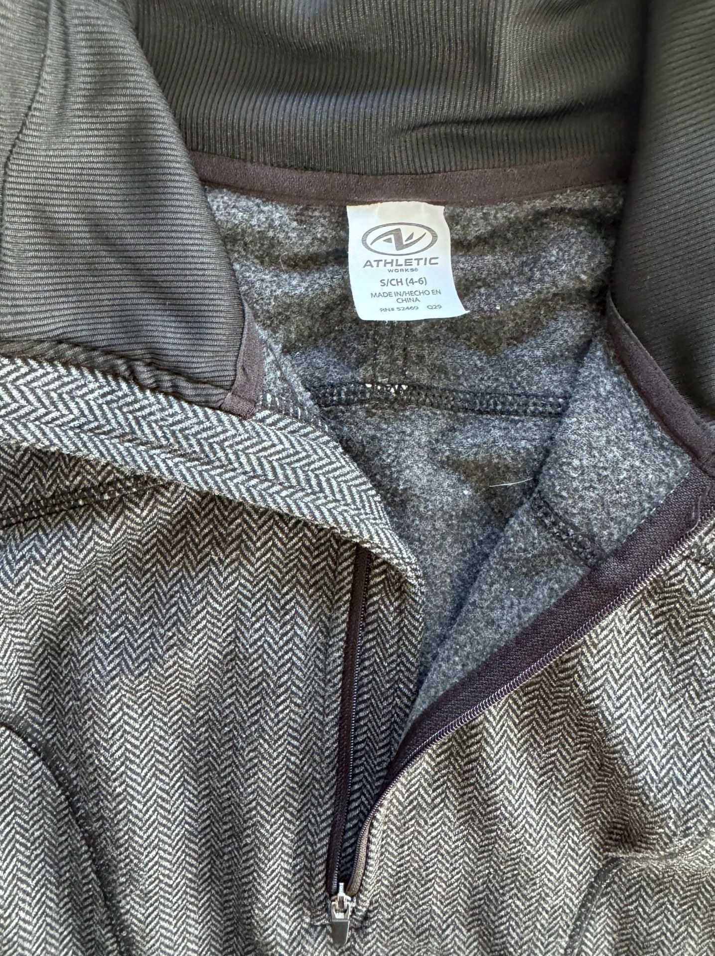 Athletic Works Women's Gray Herringbone Quarter Zip Pullover Fleece 4