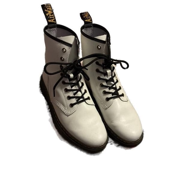 Dr. Martens Zavala White Leather 8-Eye Combat Boots