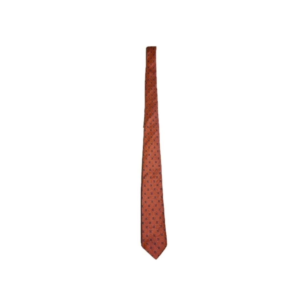 Brown & Church, Ltd. Mens Terracotta Orange Silk Floral Medallion Necktie 2