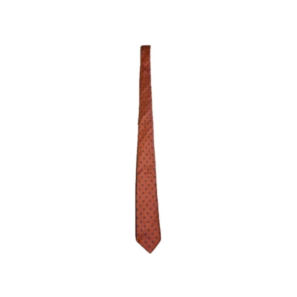 Brown & Church, Ltd. Mens Terracotta Orange Silk Floral Medallion Necktie