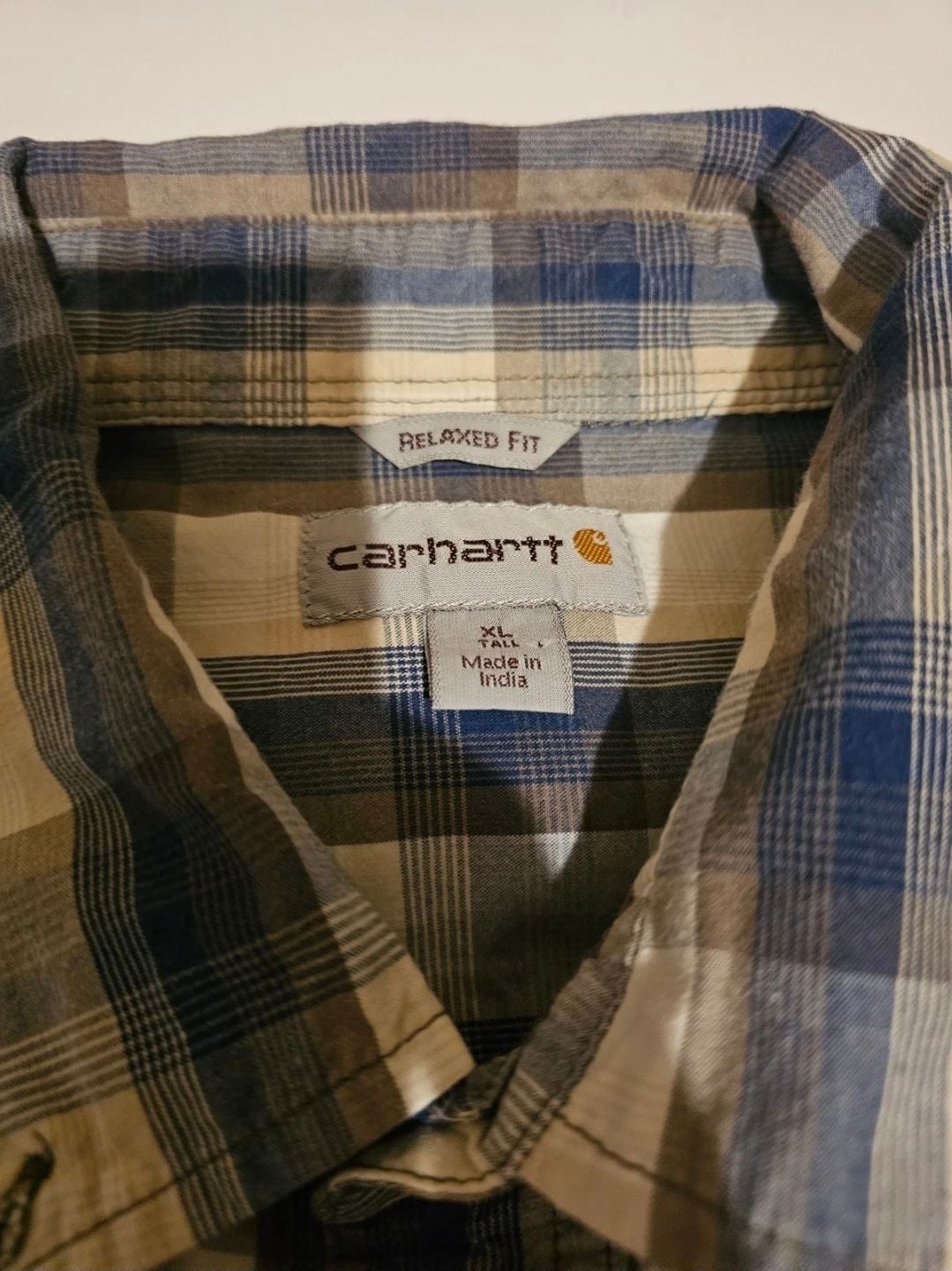 Carhartt Men's Relaxed Fit Short-Sleeve Plaid Button-Down Shirt XL Tall 3