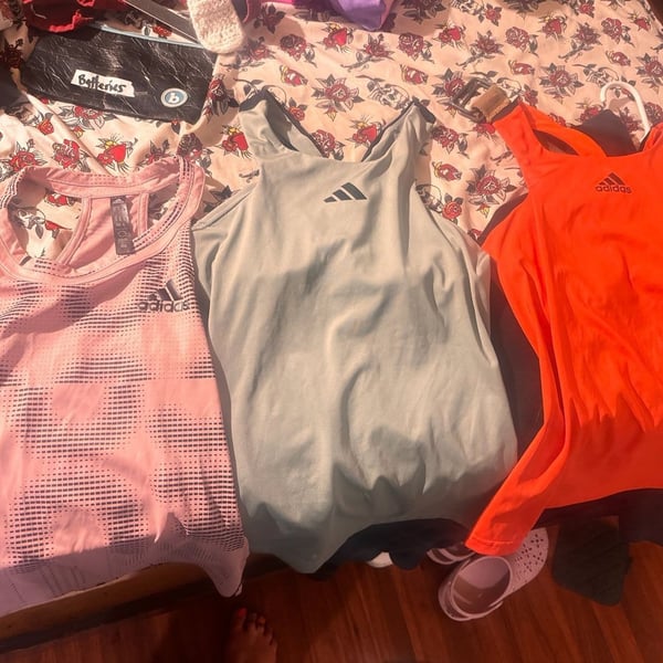 Lot of 3 adidas Women's Graphic and Solid Racerback Performance Tank Tops