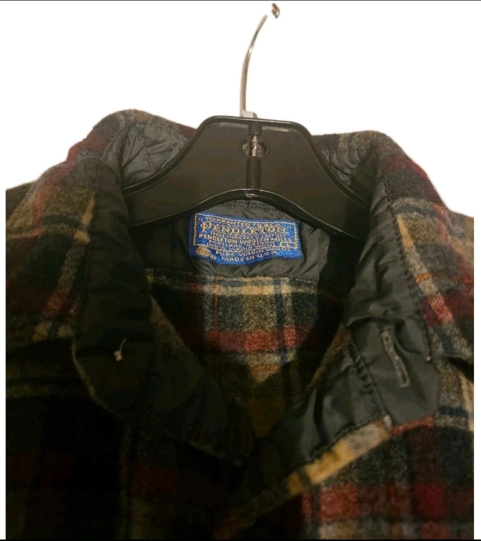 Vintage Pendleton 100% Virgin Wool Plaid Flannel Button Up Shirt Made in USA 4