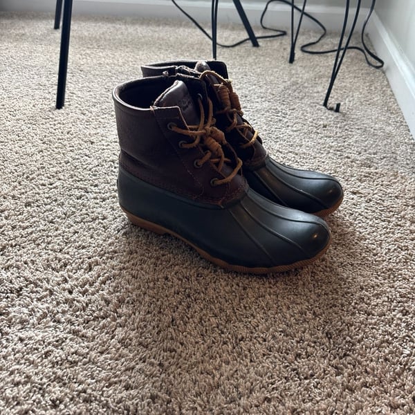 Sperry Women's Saltwater Duck Boot STS91176 - Brown/Black Size 8