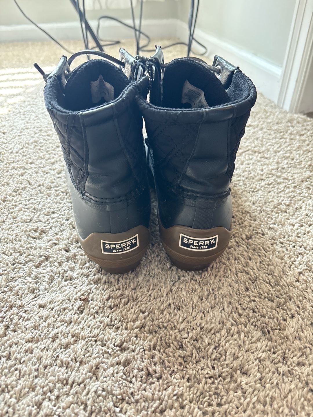 Sperry Women's Syren Gulf Quilted Waterproof Duck Boots Black Boots Size 8 15