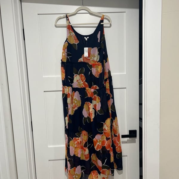 Maurices Floral Tiered Maxi Sundress in Navy
