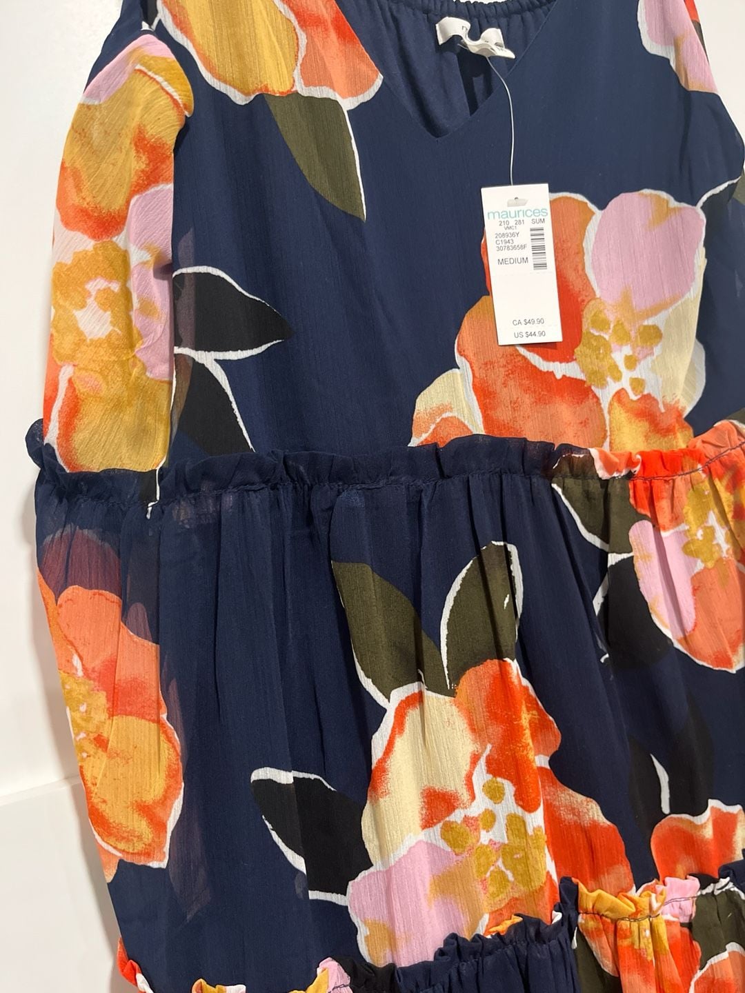 Maurices Floral Tiered Maxi Sundress in Navy 6