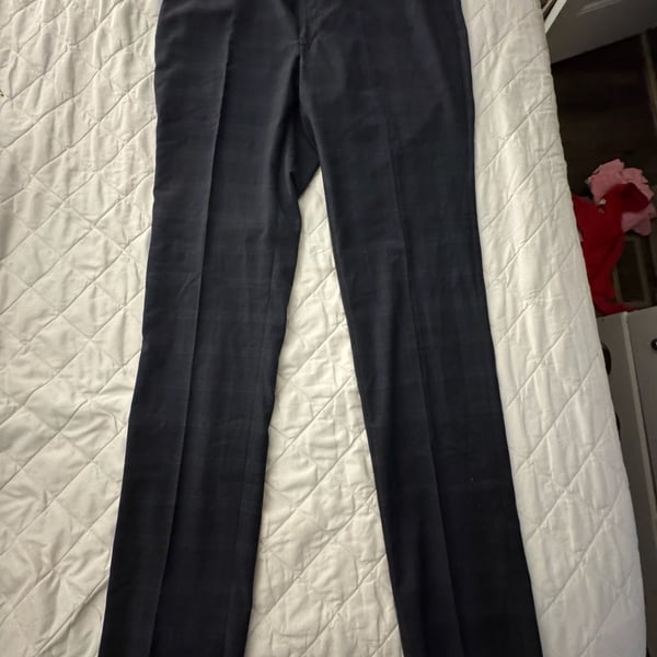 Tommy Hilfiger Vassar Navy Plaid Flat Front Dress Suit Pants 38W