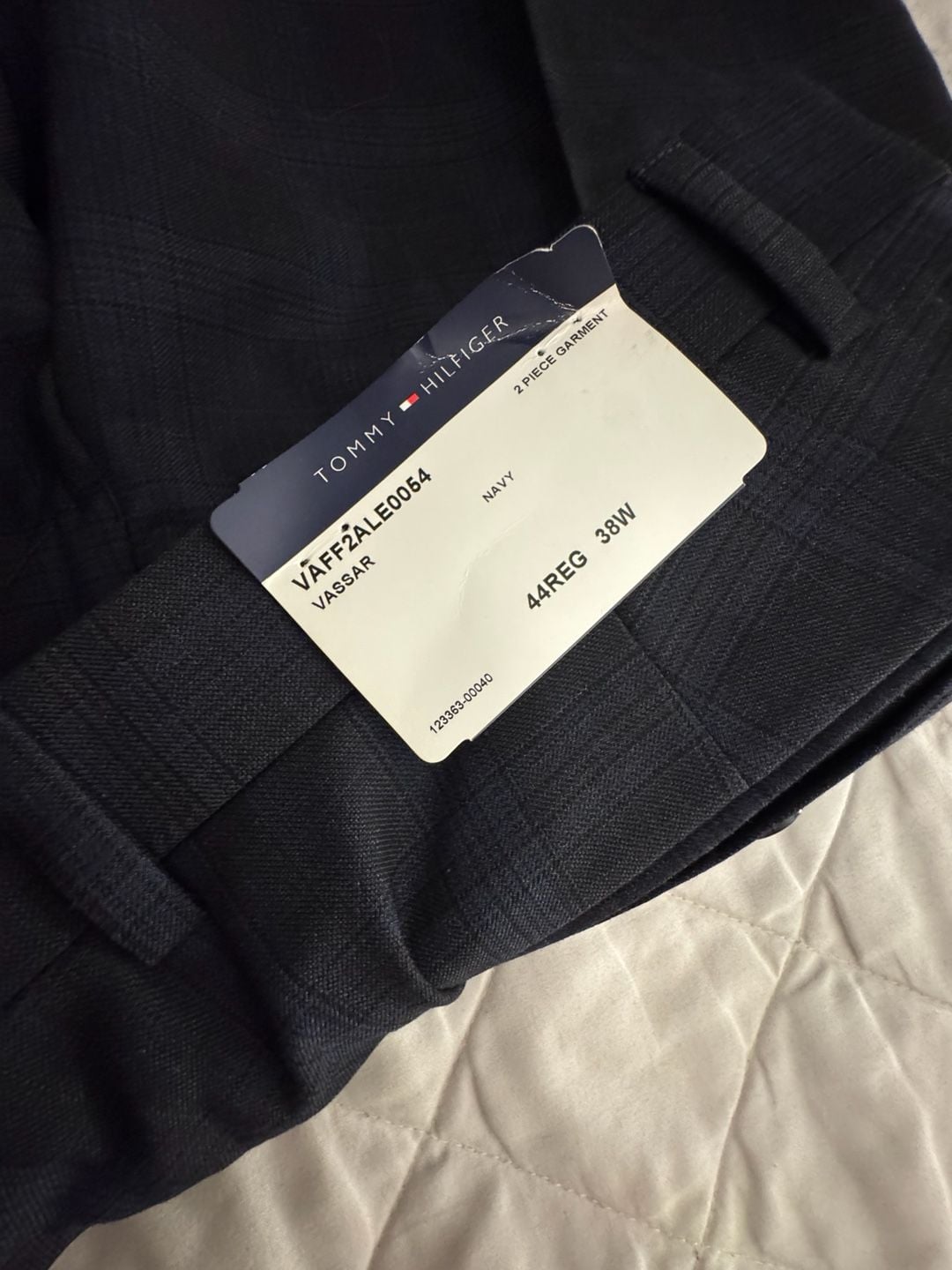 Tommy Hilfiger Vassar Navy Plaid Flat Front Dress Suit Pants 38W 3