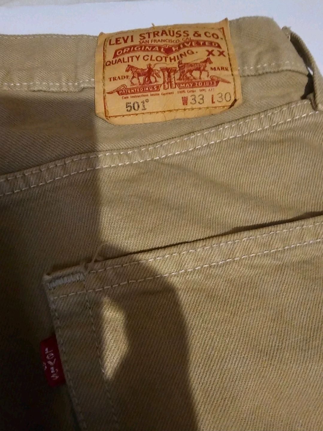 Levi's 501 Original Fit Straight Leg Jeans in Tan Brown W33 L30 4