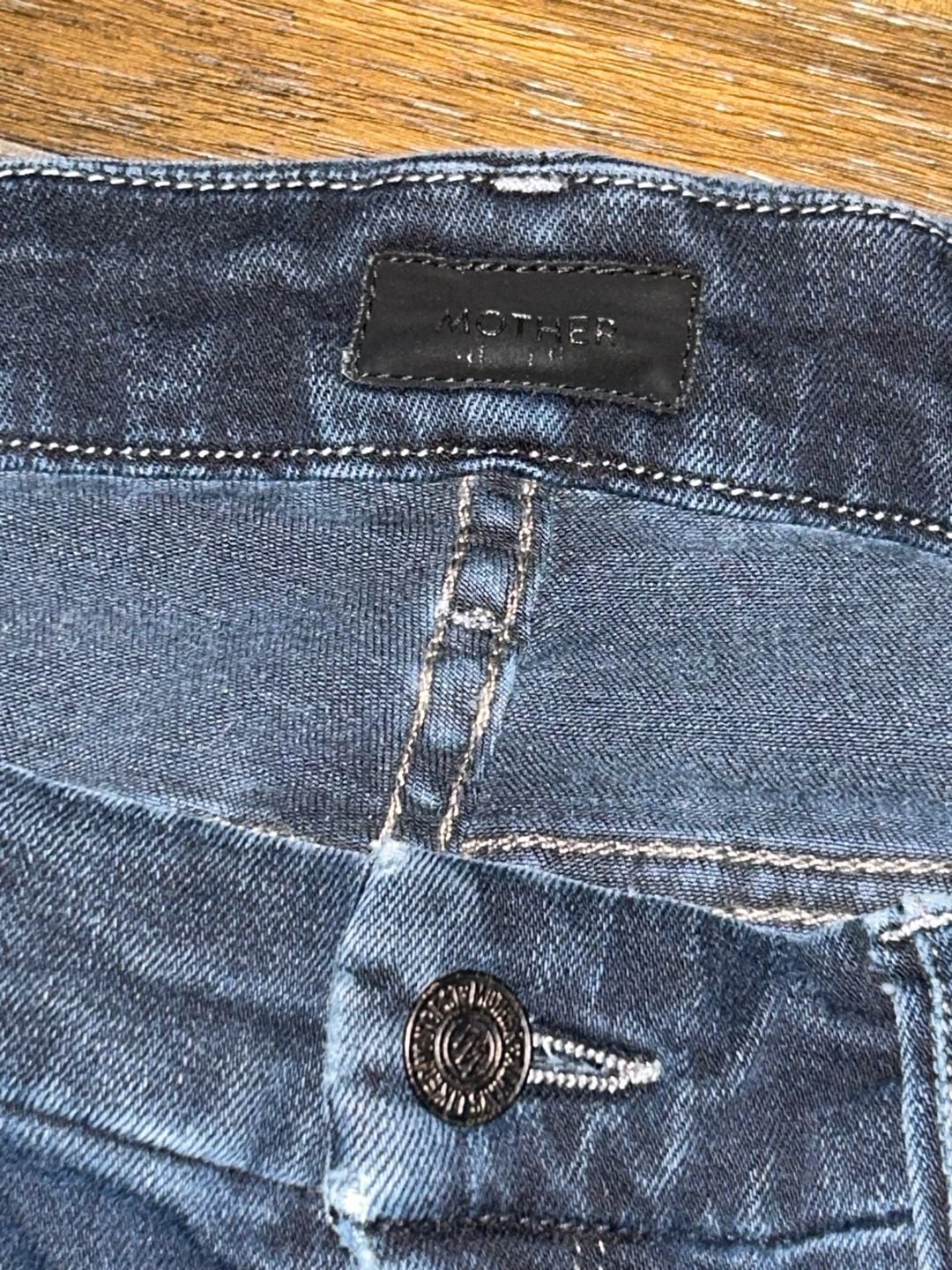 MOTHER The Looker High Rise Skinny Jeans in Dark Wash with Frayed Step Hem 3